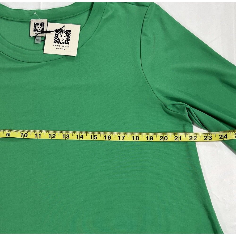 Anne Klein women Top Plus size 1X green stretch 3/4 Sleeves NWT - Picture 8 of 10